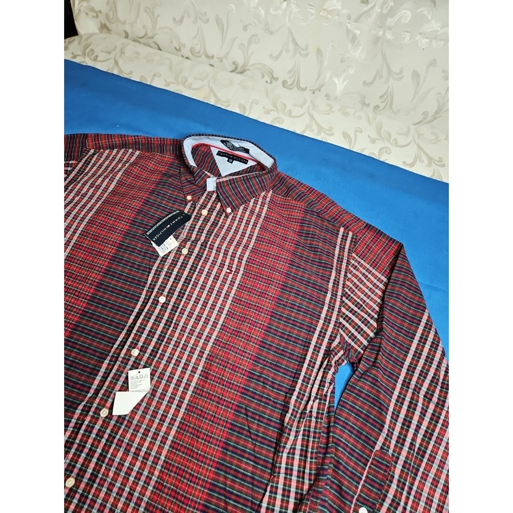 Tommy Hilfiger MIXED PLAID Red/Blue Button Down NWT Vintage 90s Y2K New XXL 2X